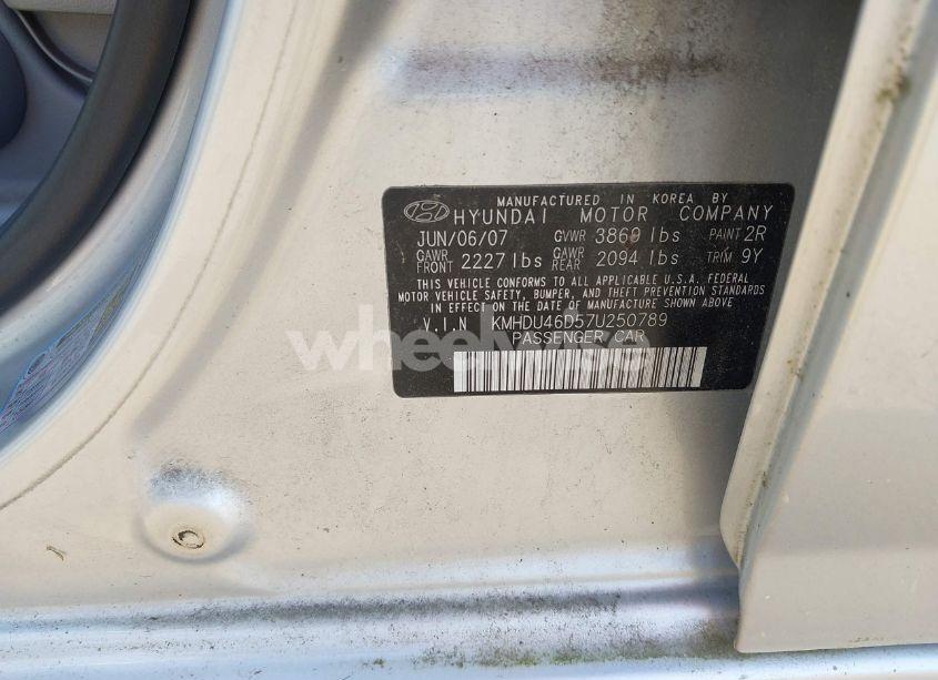 Photo 9 of 2007 Hyundai Elantra GLS/LIMITED/SE (VIN KMHDU46D57U250789)