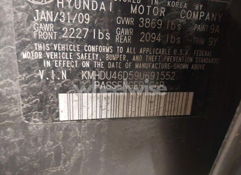 Photo 9 of 2009 Hyundai Elantra GLS (VIN KMHDU46D59U691552)