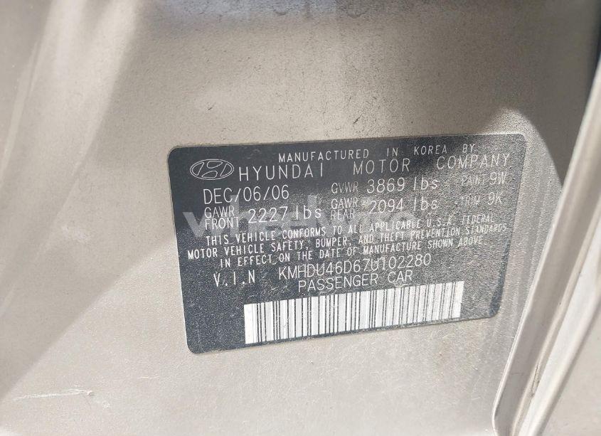 Photo 9 of 2007 Hyundai Elantra GLS/LIMITED/SE (VIN KMHDU46D67U102280)