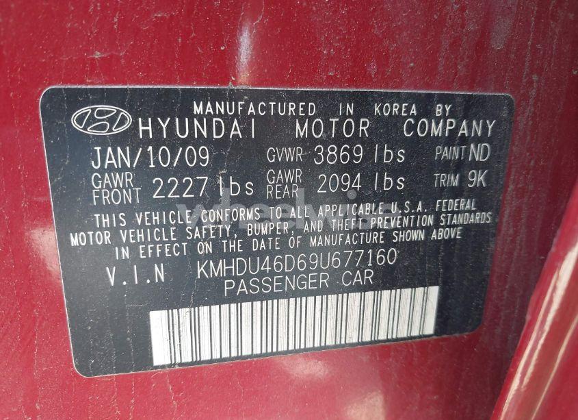Photo 9 of 2009 Hyundai Elantra GLS (VIN KMHDU46D69U677160)