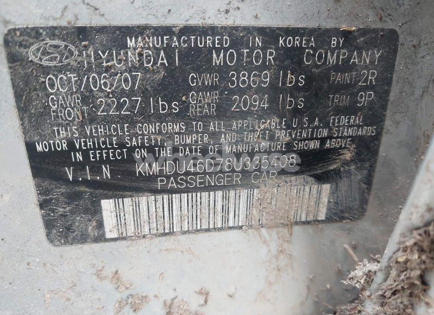 Photo 9 of 2008 Hyundai Elantra GLS/SE (VIN KMHDU46D78U335408)