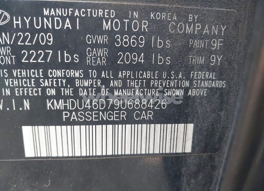 Photo 9 of 2009 Hyundai Elantra GLS (VIN KMHDU46D79U688426)