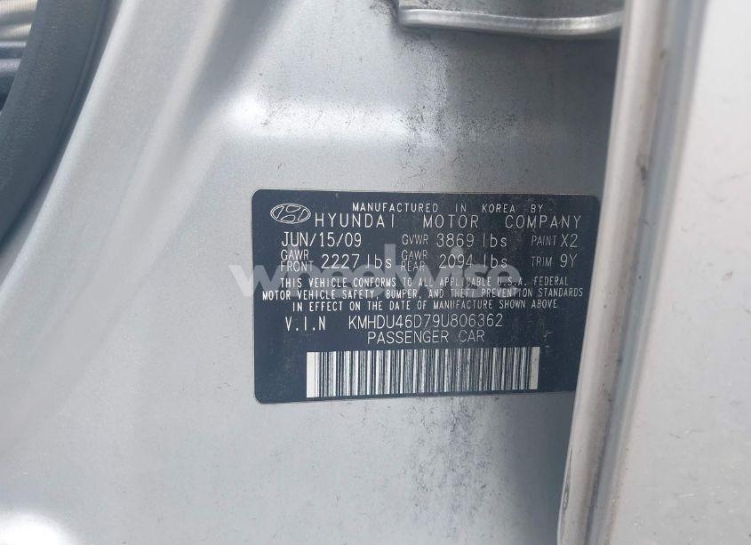 Photo 9 of 2009 Hyundai Elantra GLS (VIN KMHDU46D79U806362)