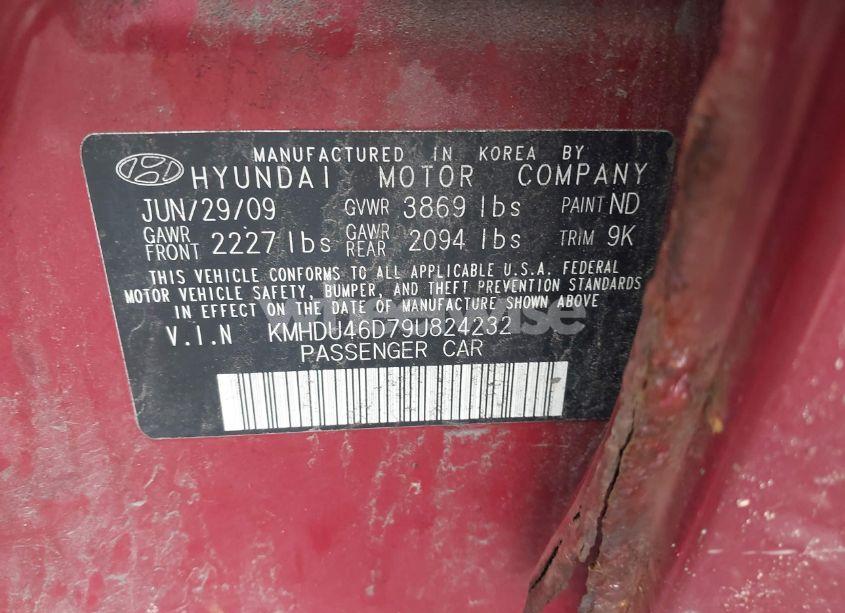 Photo 9 of 2009 Hyundai Elantra GLS (VIN KMHDU46D79U824232)