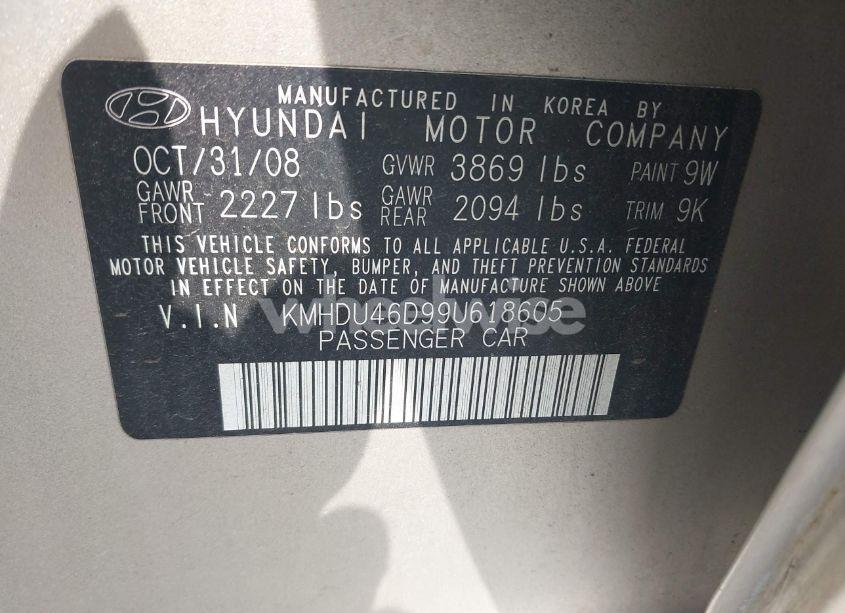 Photo 9 of 2009 Hyundai Elantra GLS (VIN KMHDU46D99U618605)