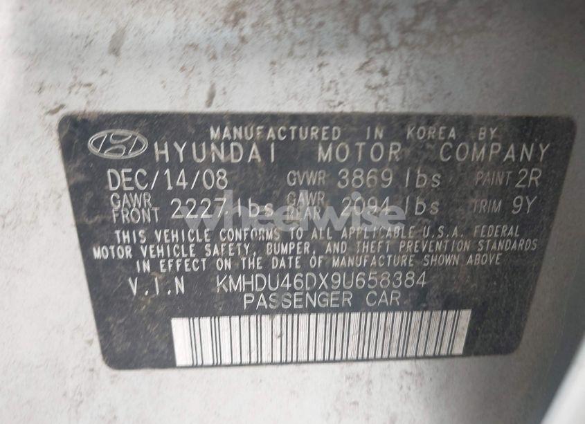 Photo 9 of 2009 Hyundai Elantra SE (VIN KMHDU46DX9U658384)