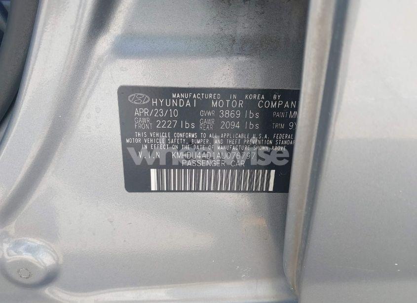 Photo 9 of 2010 Hyundai Elantra GLS (VIN KMHDU4AD1AU076797)