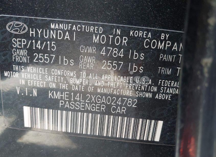 Photo 9 of 2016 Hyundai Sonata PLUG-IN HYBRID (VIN KMHE14L2XGA024782)