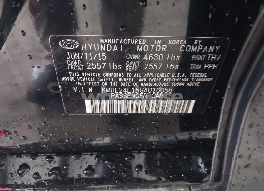 Photo 9 of 2016 Hyundai Sonata HYBRID SE (VIN KMHE24L15GA016058)