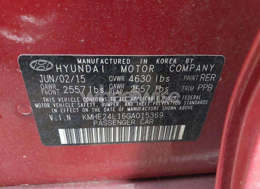 Photo 9 of 2016 Hyundai Sonata HYBRID SE (VIN KMHE24L16GA015369)