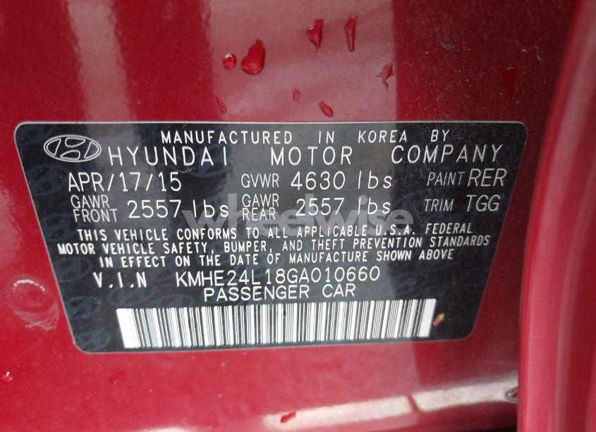 Photo 9 of 2016 Hyundai Sonata HYBRID SE (VIN KMHE24L18GA010660)