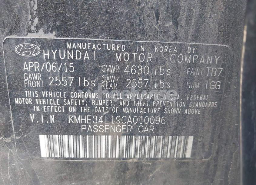 Photo 9 of 2016 Hyundai Sonata HYBRID LIMITED (VIN KMHE34L19GA010096)