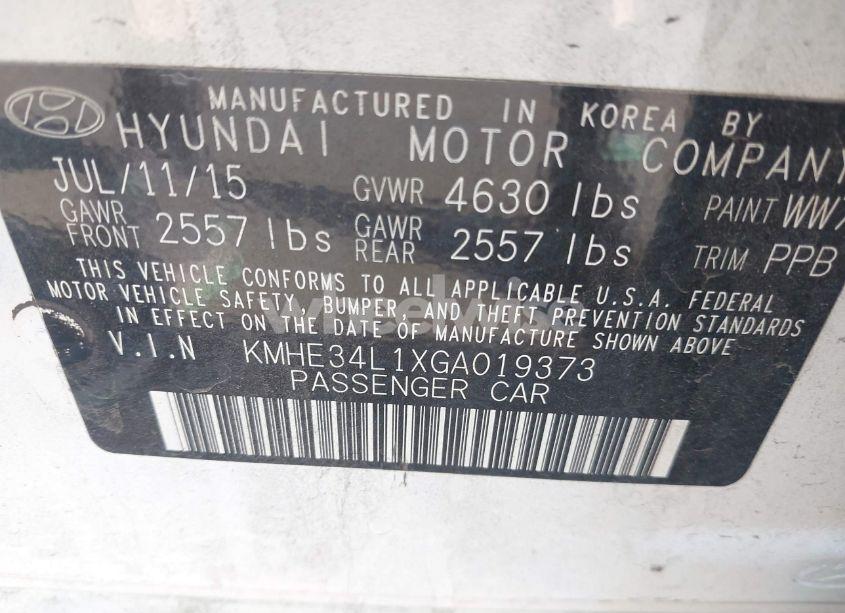 Photo 9 of 2016 Hyundai Sonata HYBRID LIMITED (VIN KMHE34L1XGA019373)
