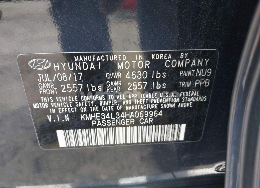 Photo 9 of 2017 Hyundai Sonata HYBRID LIMITED (VIN KMHE34L34HA069964)