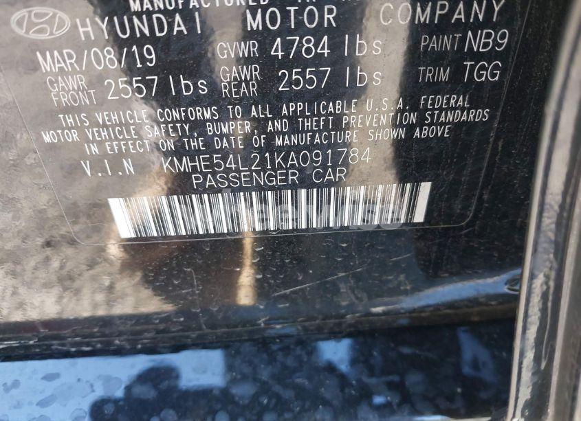 Photo 9 of 2019 Hyundai Sonata PLUG-IN HYBRID LIMITED (VIN KMHE54L21KA091784)