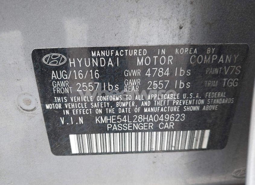 Photo 9 of 2017 Hyundai Sonata PLUG-IN HYBRID LIMITED (VIN KMHE54L28HA049623)