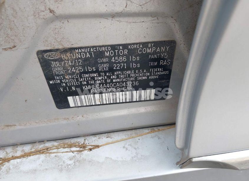 Photo 9 of 2012 Hyundai Sonata HYBRID (VIN KMHEC4A40CA043236)