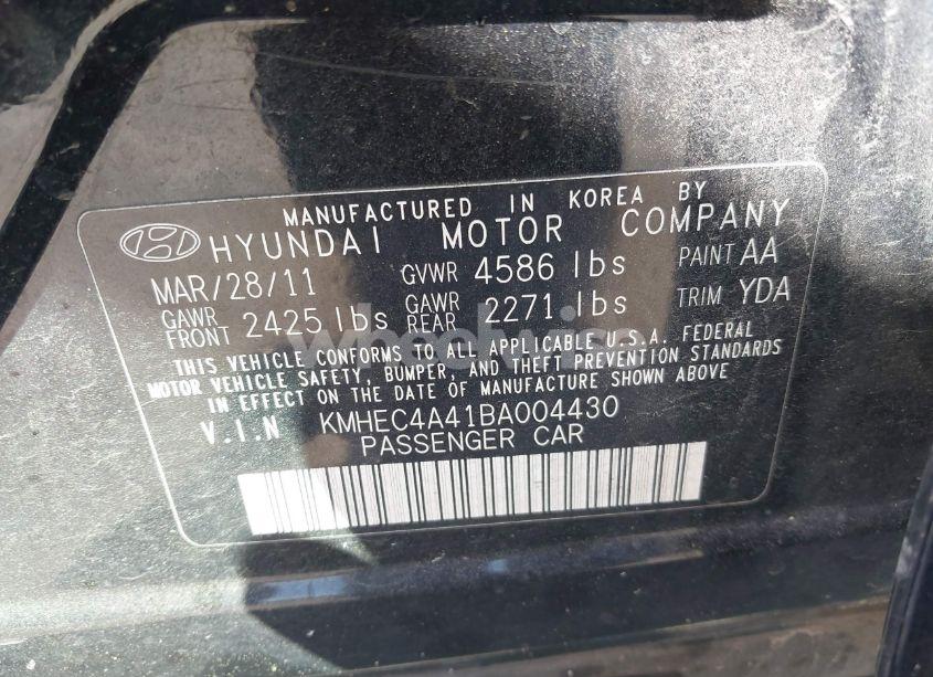 Photo 9 of 2011 Hyundai Sonata HYBRID (VIN KMHEC4A41BA004430)