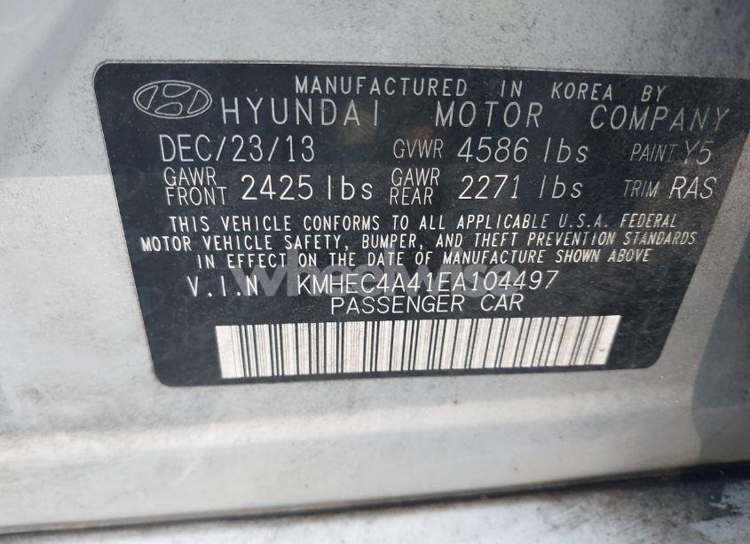 Photo 9 of 2014 Hyundai Sonata HYBRID LIMITED (VIN KMHEC4A41EA104497)