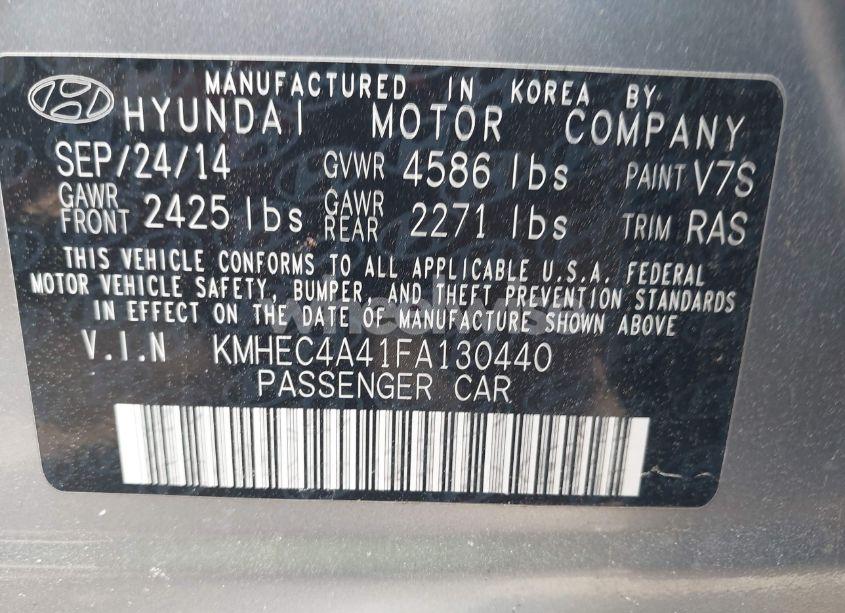 Photo 9 of 2015 Hyundai Sonata HYBRID (VIN KMHEC4A41FA130440)