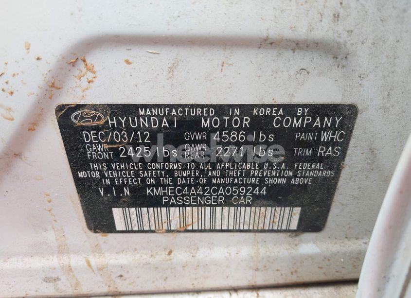 Photo 9 of 2012 Hyundai Sonata HYBRID (VIN KMHEC4A42CA059244)