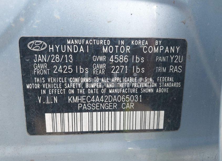 Photo 9 of 2013 Hyundai Sonata HYBRID (VIN KMHEC4A42DA065031)