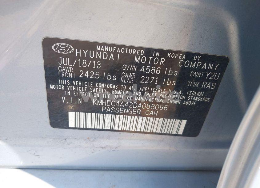 Photo 9 of 2013 Hyundai Sonata HYBRID (VIN KMHEC4A42DA088096)