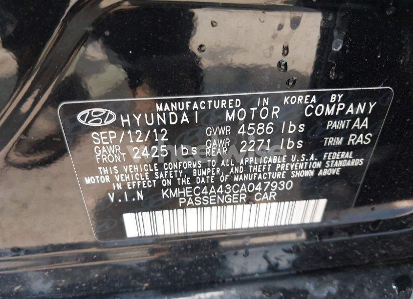 Photo 9 of 2012 Hyundai Sonata HYBRID (VIN KMHEC4A43CA047930)