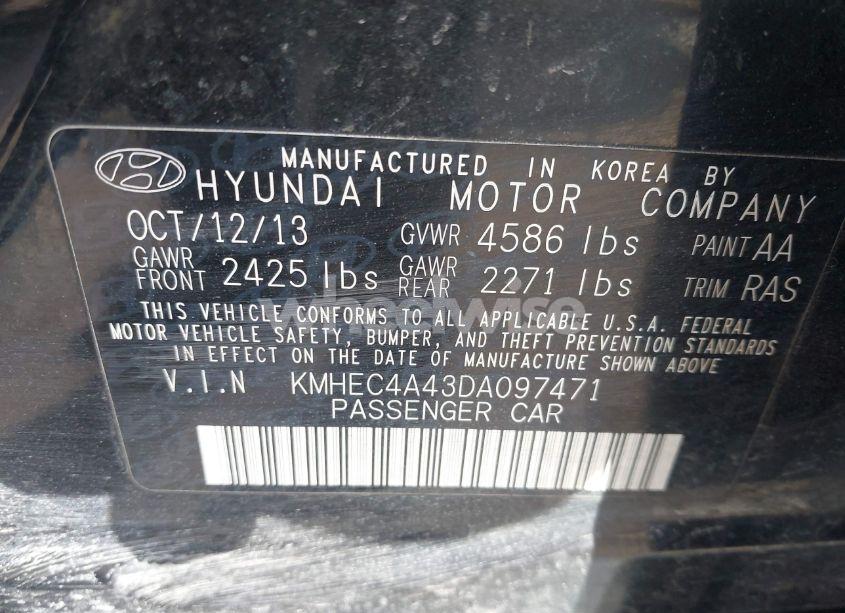 Photo 9 of 2013 Hyundai Sonata HYBRID LIMITED (VIN KMHEC4A43DA097471)
