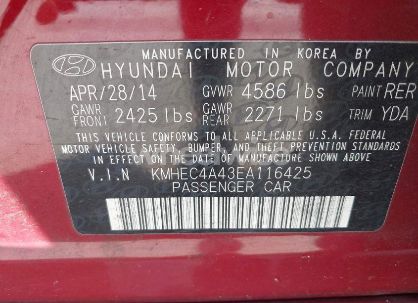Photo 9 of 2014 Hyundai Sonata HYBRID (VIN KMHEC4A43EA116425)