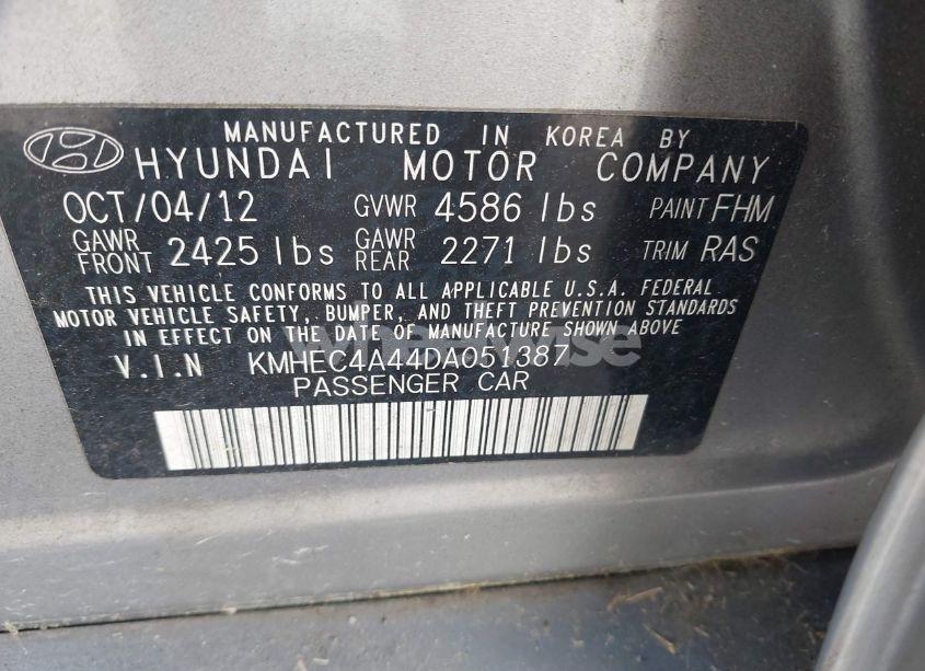 Photo 9 of 2013 Hyundai Sonata HYBRID (VIN KMHEC4A44DA051387)