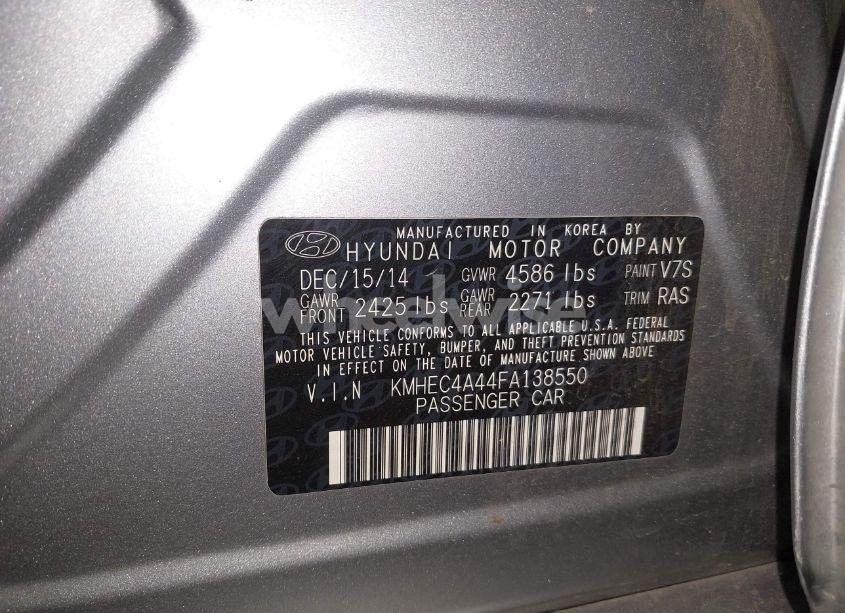 Photo 9 of 2015 Hyundai Sonata HYBRID (VIN KMHEC4A44FA138550)