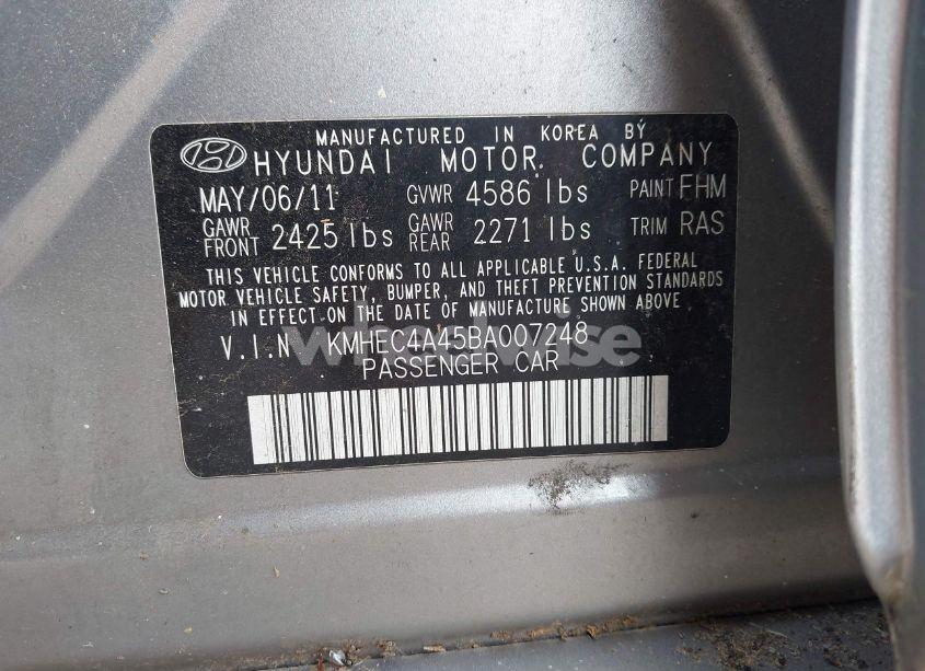 Photo 9 of 2011 Hyundai Sonata HYBRID (VIN KMHEC4A45BA007248)