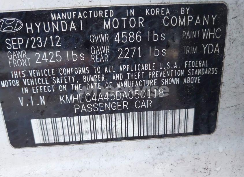 Photo 9 of 2013 Hyundai Sonata HYBRID LIMITED (VIN KMHEC4A45DA050118)