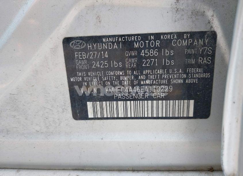 Photo 9 of 2014 Hyundai Sonata HYBRID (VIN KMHEC4A46EA110229)