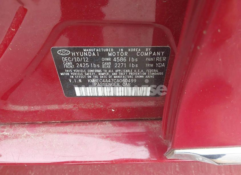 Photo 9 of 2012 Hyundai Sonata HYBRID (VIN KMHEC4A47CA060499)