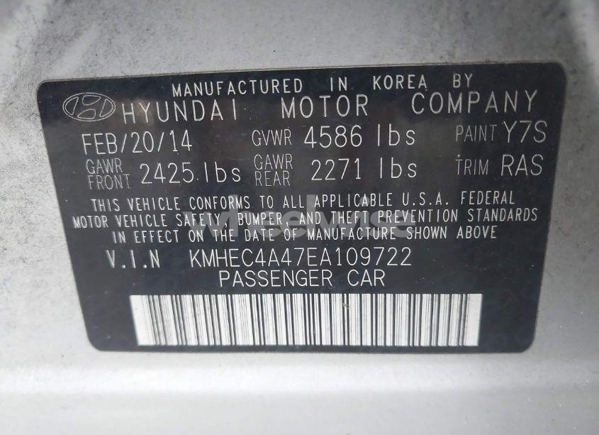 Photo 9 of 2014 Hyundai Sonata HYBRID (VIN KMHEC4A47EA109722)