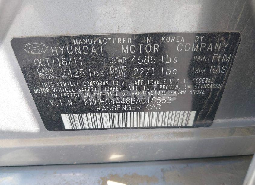 Photo 9 of 2011 Hyundai Sonata HYBRID (VIN KMHEC4A48BA018552)