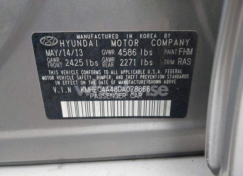 Photo 9 of 2013 Hyundai Sonata HYBRID (VIN KMHEC4A48DA078866)