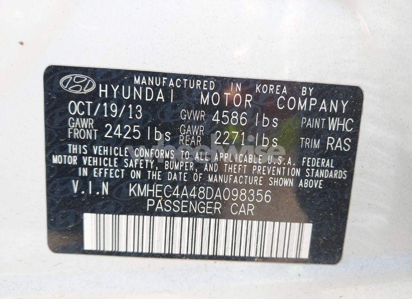 Photo 9 of 2013 Hyundai Sonata HYBRID LIMITED (VIN KMHEC4A48DA098356)