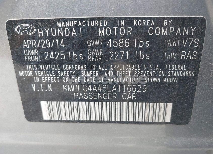 Photo 9 of 2014 Hyundai Sonata HYBRID (VIN KMHEC4A48EA116629)
