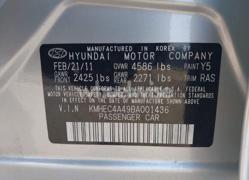 Photo 9 of 2011 Hyundai Sonata HYBRID (VIN KMHEC4A49BA001436)