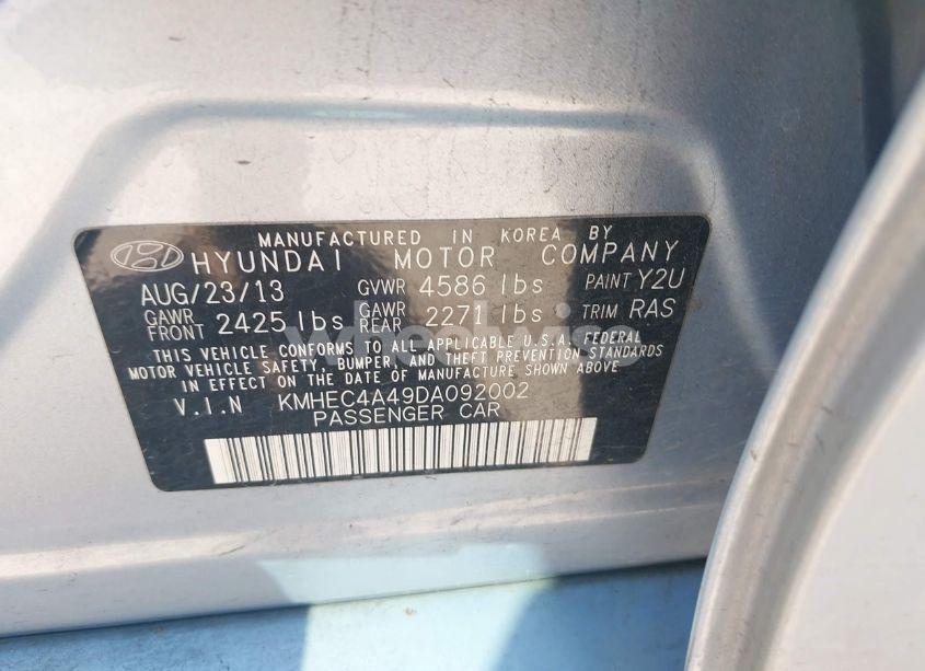 Photo 9 of 2013 Hyundai Sonata HYBRID LIMITED (VIN KMHEC4A49DA092002)