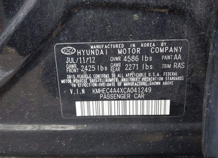 Photo 9 of 2012 Hyundai Sonata HYBRID (VIN KMHEC4A4XCA041249)