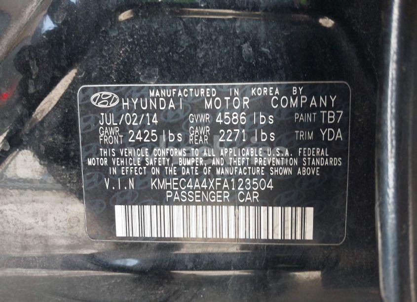 Photo 9 of 2015 Hyundai Sonata HYBRID LIMITED (VIN KMHEC4A4XFA123504)