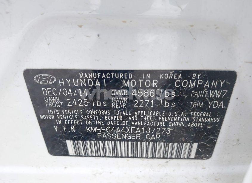 Photo 9 of 2015 Hyundai Sonata HYBRID (VIN KMHEC4A4XFA137273)
