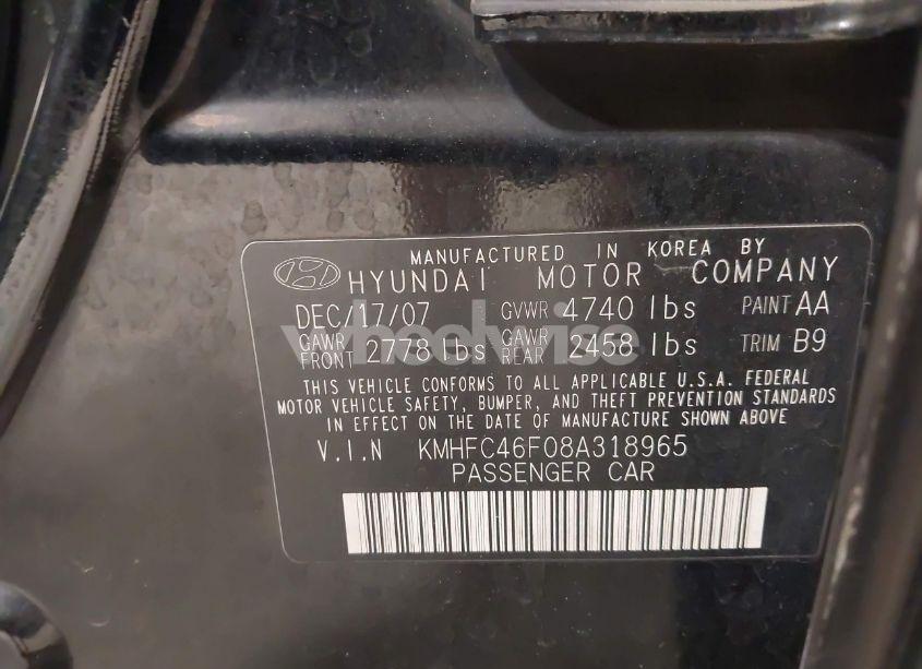 Photo 9 of 2008 Hyundai Azera LIMITED (VIN KMHFC46F08A318965)