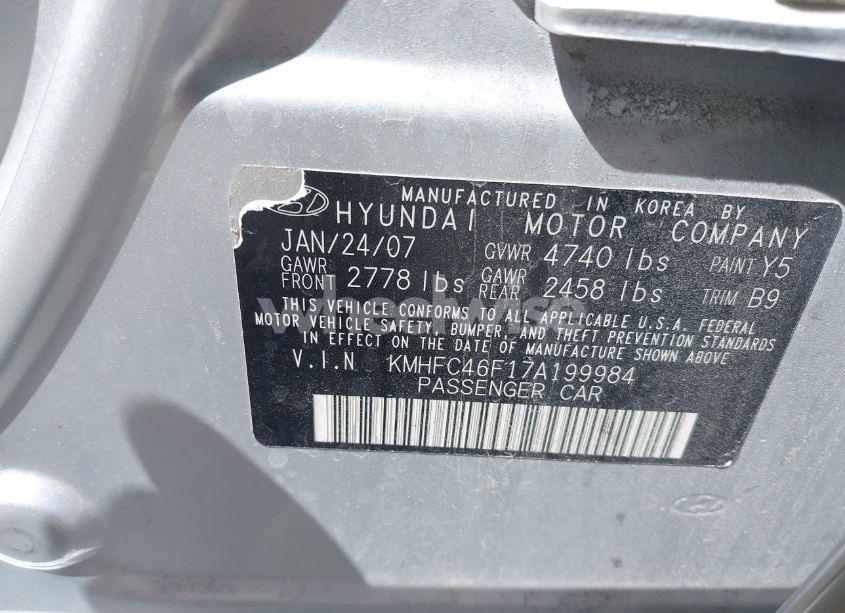 Photo 9 of 2007 Hyundai Azera LIMITED/SE (VIN KMHFC46F17A199984)