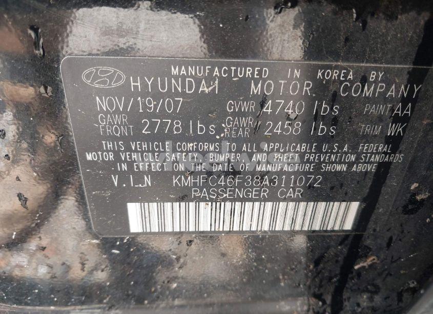 Photo 9 of 2008 Hyundai Azera LIMITED (VIN KMHFC46F38A311072)