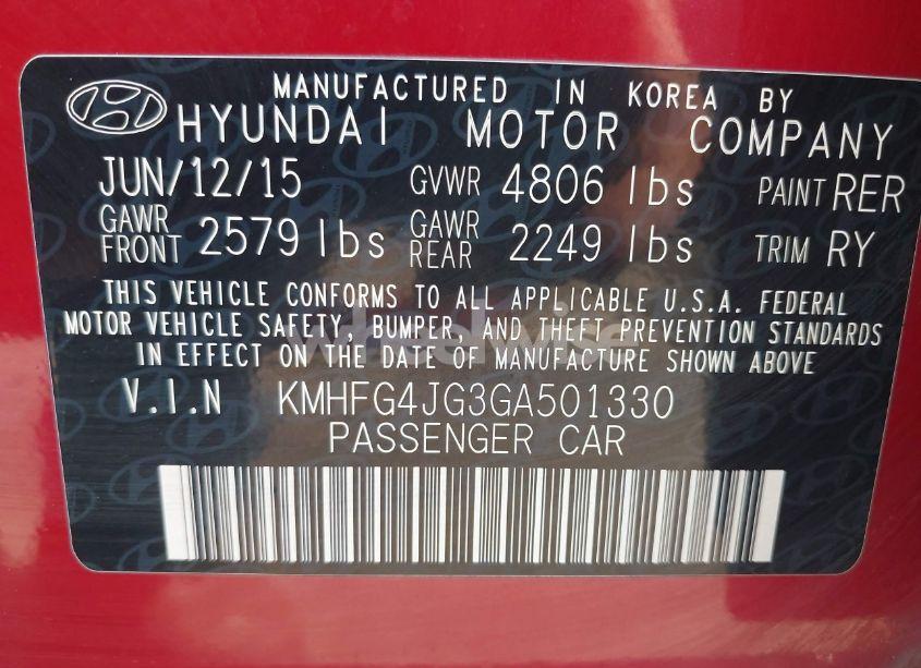 Photo 9 of 2016 Hyundai Azera (VIN KMHFG4JG3GA501330)